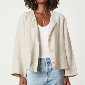 Velvet by Graham & Spencer Brielle Linen Cropped Blazer/Jacket in Bisque